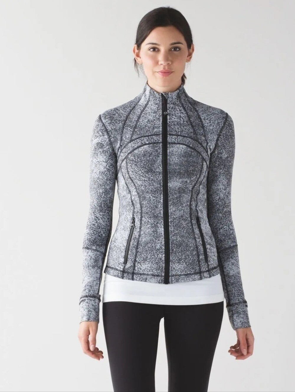 Lululemon Define Jacket Luon Spray Jacquard White Black Size 6